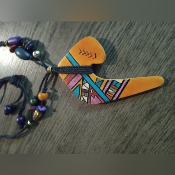 Vintage Symbol (Fish Hook?) W/Beads Handmade - Picture 3 of 5